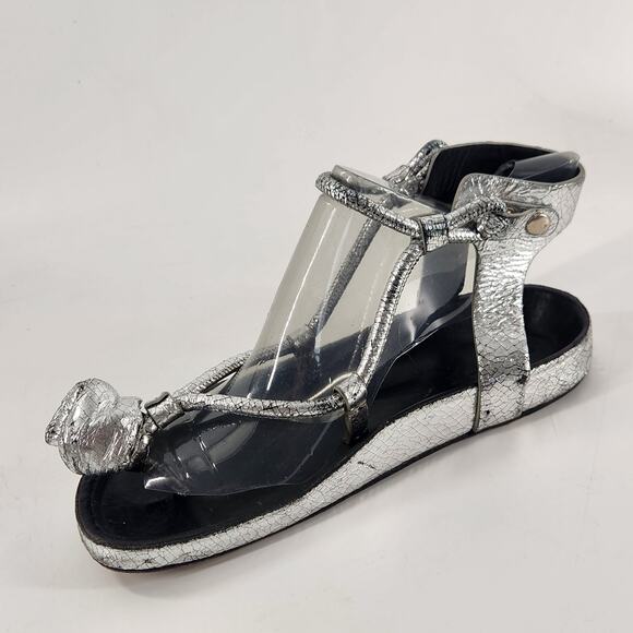 Isabel Marant Either Metallic Leather Sandals Tulip Bow Gladiator Womens Size 36 - Picture 1 of 15